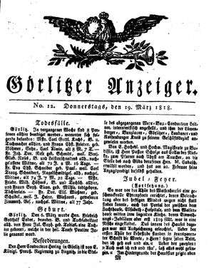 Görlitzer Anzeiger vom 19.03.1818