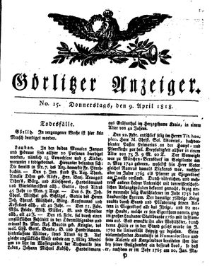 Görlitzer Anzeiger vom 09.04.1818