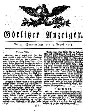 Görlitzer Anzeiger on Aug 13, 1818