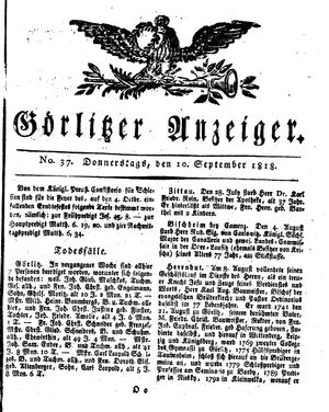 Görlitzer Anzeiger vom 10.09.1818