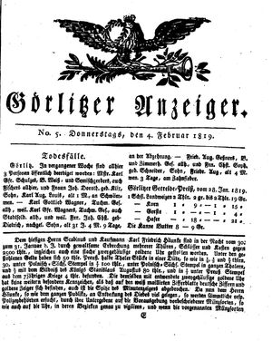 Görlitzer Anzeiger on Feb 4, 1819