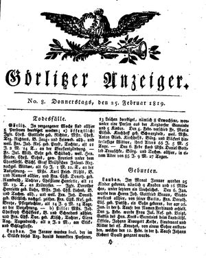 Görlitzer Anzeiger vom 25.02.1819