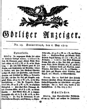 Görlitzer Anzeiger on May 6, 1819