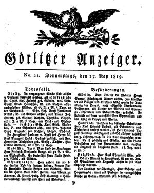 Görlitzer Anzeiger on May 27, 1819