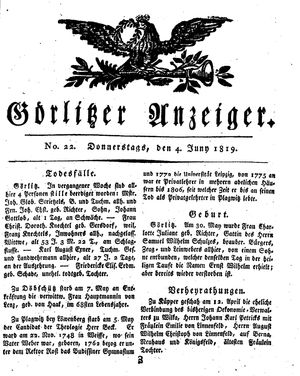 Görlitzer Anzeiger on Jun 4, 1819