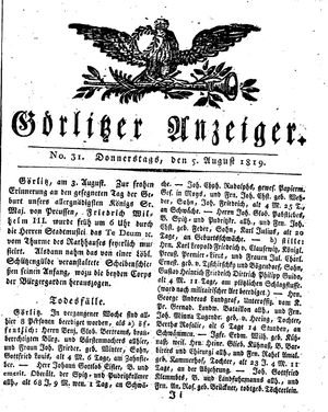 Görlitzer Anzeiger on Aug 5, 1819