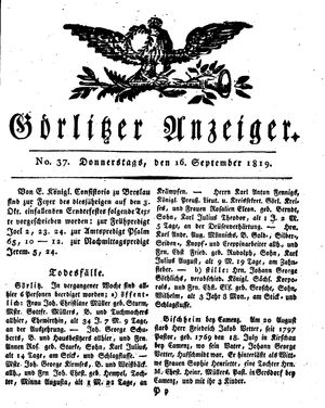 Görlitzer Anzeiger on Sep 16, 1819