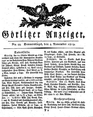 Görlitzer Anzeiger on Nov 4, 1819