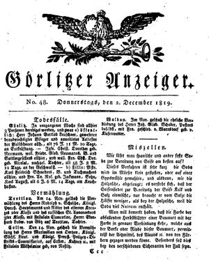 Görlitzer Anzeiger on Dec 2, 1819