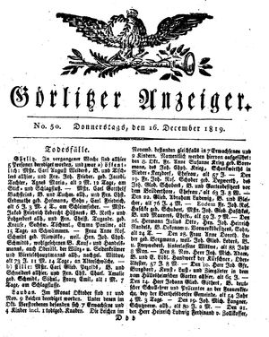 Görlitzer Anzeiger on Dec 16, 1819