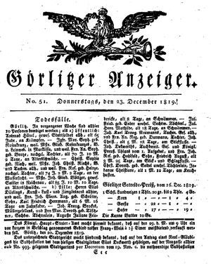 Görlitzer Anzeiger on Dec 23, 1819