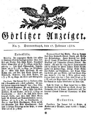 Görlitzer Anzeiger vom 17.02.1820