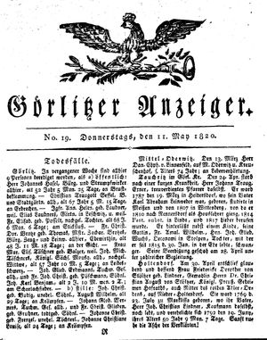 Görlitzer Anzeiger on May 11, 1820