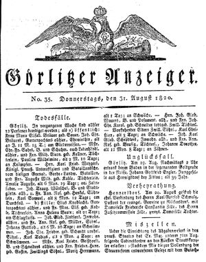Görlitzer Anzeiger on Aug 31, 1820