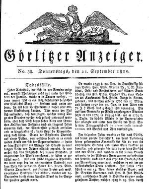 Görlitzer Anzeiger on Sep 21, 1820