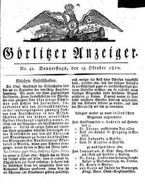 Görlitzer Anzeiger on Oct 19, 1820