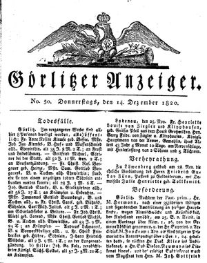 Görlitzer Anzeiger vom 14.12.1820