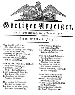 Görlitzer Anzeiger on Jan 4, 1821