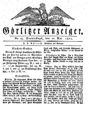 Görlitzer Anzeiger vom 10.05.1821