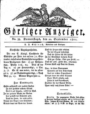 Görlitzer Anzeiger on Sep 20, 1821