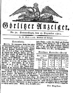 Görlitzer Anzeiger vom 13.12.1821