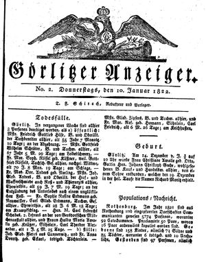 Görlitzer Anzeiger vom 10.01.1822