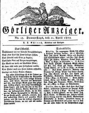 Görlitzer Anzeiger on Apr 11, 1822