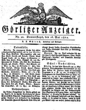Görlitzer Anzeiger on May 16, 1822