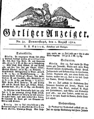 Görlitzer Anzeiger on Aug 1, 1822