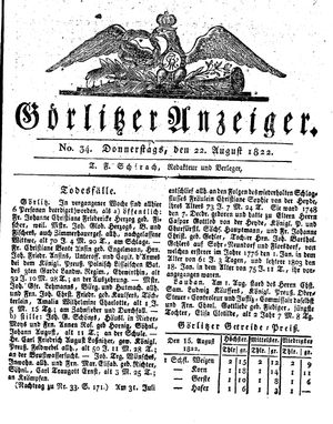 Görlitzer Anzeiger on Aug 22, 1822
