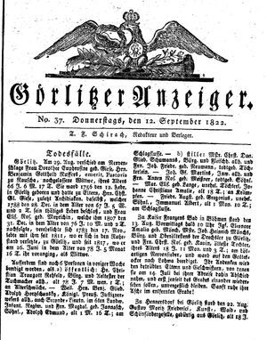 Görlitzer Anzeiger on Sep 12, 1822