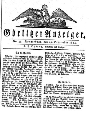 Görlitzer Anzeiger on Sep 19, 1822
