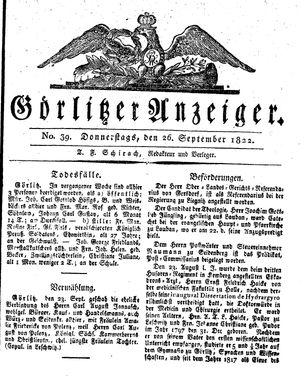 Görlitzer Anzeiger on Sep 26, 1822