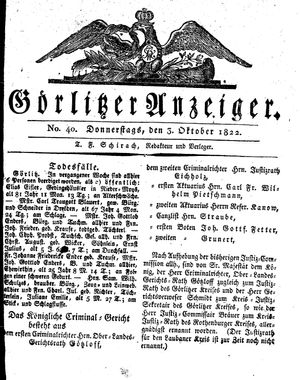 Görlitzer Anzeiger vom 03.10.1822