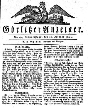 Görlitzer Anzeiger on Oct 10, 1822