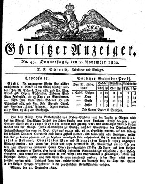 Görlitzer Anzeiger on Nov 7, 1822