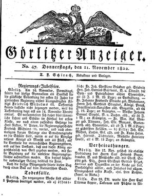 Görlitzer Anzeiger on Nov 21, 1822