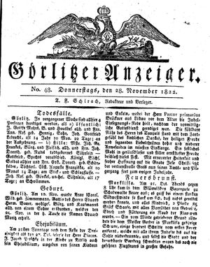 Görlitzer Anzeiger on Nov 28, 1822