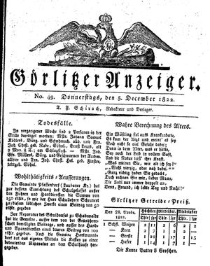 Görlitzer Anzeiger vom 05.12.1822