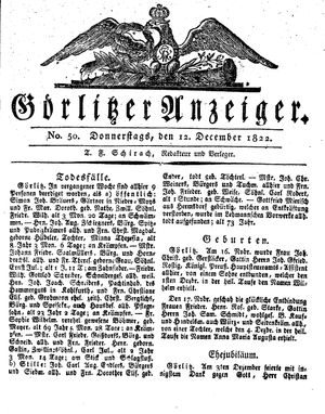 Görlitzer Anzeiger on Dec 12, 1822