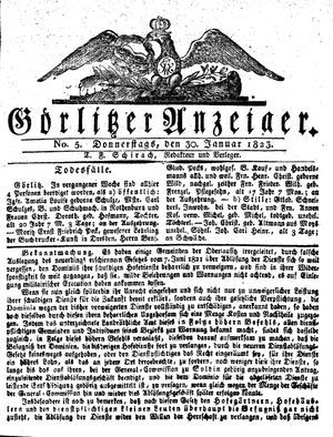 Görlitzer Anzeiger vom 30.01.1823