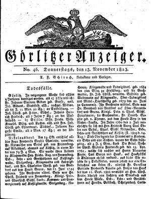Görlitzer Anzeiger on Nov 13, 1823