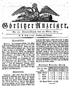 Görlitzer Anzeiger on Mar 25, 1824