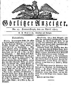 Görlitzer Anzeiger on Apr 22, 1824