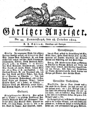 Görlitzer Anzeiger on Oct 28, 1824