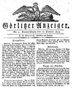 Görlitzer Anzeiger on Jan 13, 1825
