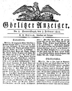 Görlitzer Anzeiger vom 03.02.1825