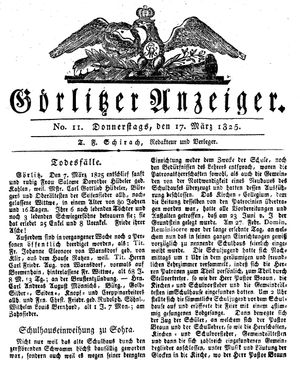 Görlitzer Anzeiger on Mar 17, 1825