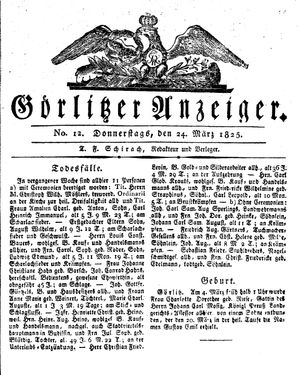 Görlitzer Anzeiger on Mar 24, 1825