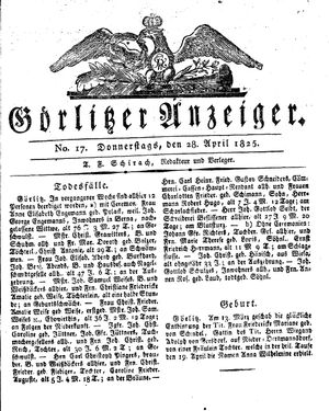 Görlitzer Anzeiger on Apr 28, 1825